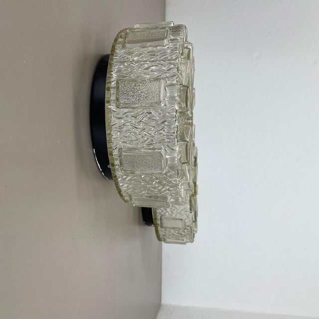 1970s Textured Glass Wall or Ceiling Lights attributed to Hillebrand Leuchten, 1970s, Set of 2 For Sale - Image 5 of 18