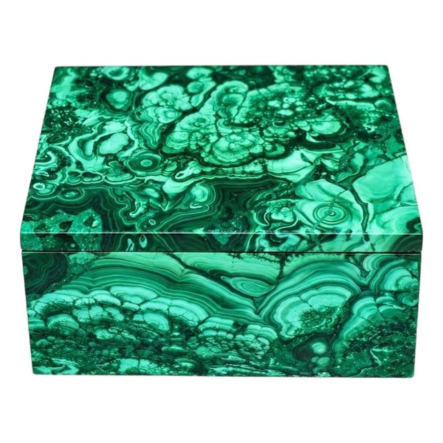 Malachite Box Butterfly and Lake Italian Crafted Gemstone Box For Sale