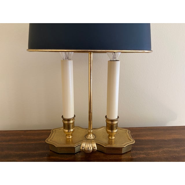 Mid 20th Century Brass Bouillotte Lamp With Adjustable Black Tole Shade For Sale - Image 9 of 16