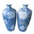 Late 20th Century Pair of Large Late 20th Century Blue Chinoiserie Vases With Hand-Painted White and Green Florals For Sale - Image 5 of 9