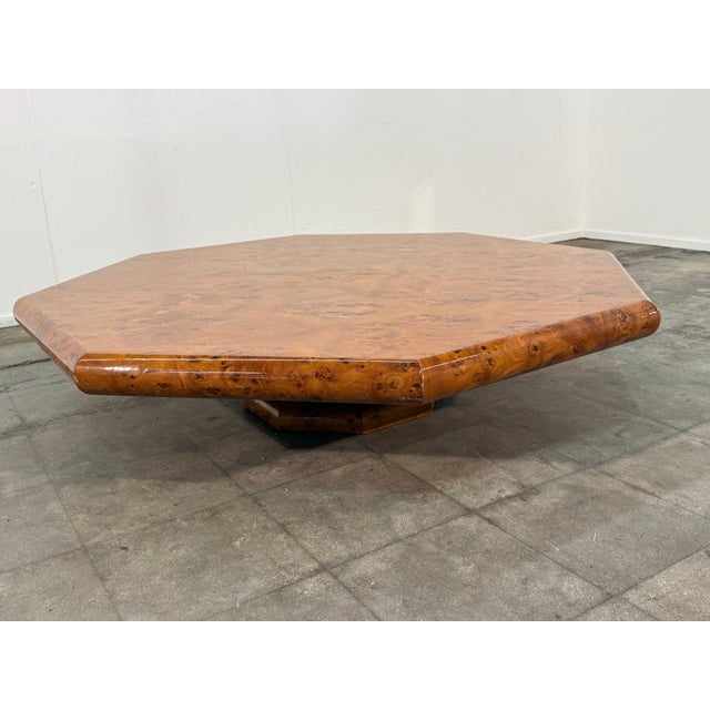 Italian Burl Wood Octagonal Coffee Table, 1970s For Sale - Image 4 of 7