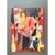 Painted with dynamic gestural energy and layered cubist-expressionist sensibilities, this original mid-century modern oil...