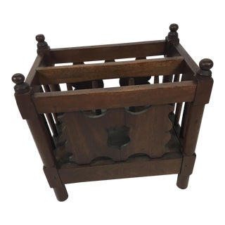 1940s Folk Art Walnut Magazine Rack For Sale