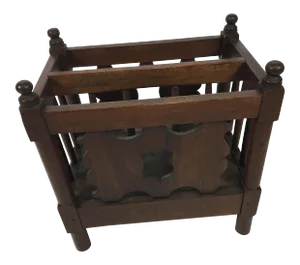 1940s Folk Art Walnut Magazine Rack