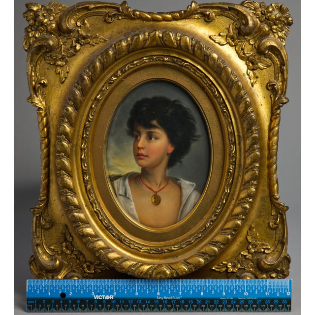 Antique German Porcelain Plaque in the Style of Kpm, Neapolitan Fisher Boy After Richter For Sale - Image 10 of 10