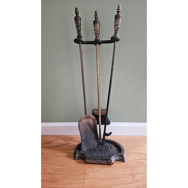 French Vintage Brass and Iron Fireplace Set - 4 Pieces For Sale - Image 3 of 10