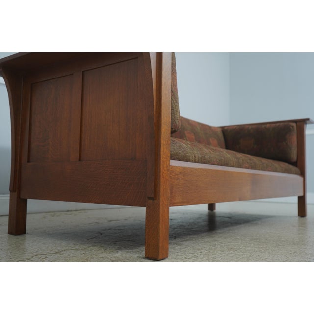 Stickley Mission Oak Arts & Crafts Tulip Upholstery Sofa For Sale - Image 10 of 18