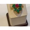 2 Ct Natural Emerald, 1 Oval Ruby Cocktail Marquise Shape Ring 14 Kt Yellow Gold For Sale - Image 16 of 18