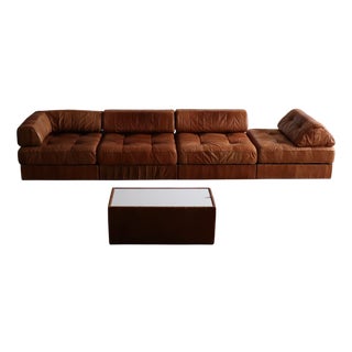 DS 88 Modular Sofa in Cognac Patchwork Leather from de Sede, Switzerland, 1970s, Set of 5 For Sale