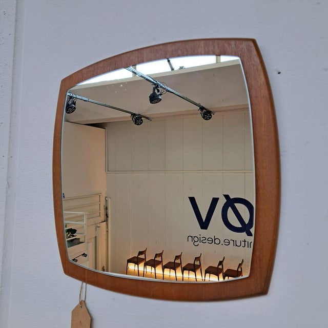 Vintage Danish Square Teak Mirror, 1960s For Sale - Image 4 of 4