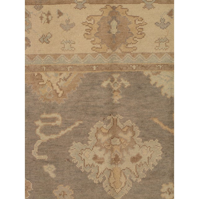 2000 - 2009 Vintage Oushak Carpet, Oriental Rug, Handmade Grey, Ivory, Saffron For Sale - Image 5 of 12