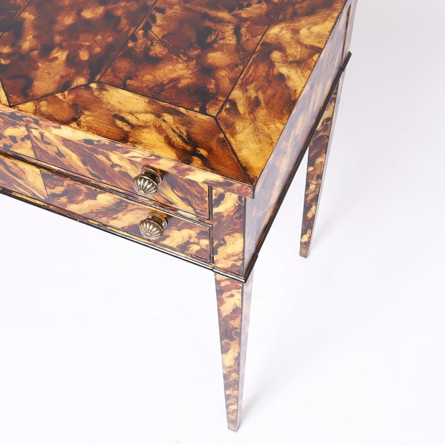 Faux Tortoise Georgian Style Server or Console Table by Johnson Furniture For Sale In West Palm - Image 6 of 10