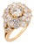 Mid 20th Century French Gia 1.10 Carat Old Mine Cut Diamond 18k Yellow Gold Cluster Ring, , Size 7 For Sale