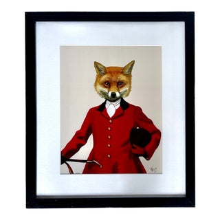 Vintage Fox in Fox Hunt Attire Framed Print For Sale