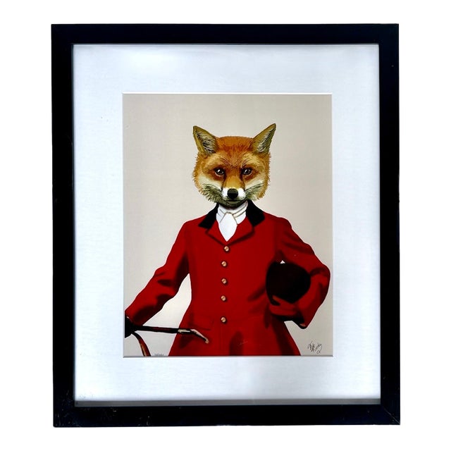 Vintage Fox in Fox Hunt Attire Framed Print For Sale