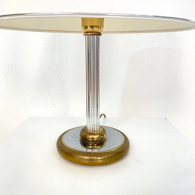 Ivory Mid-Century German Table Lamp in Chrome and Brass from Aro-Leuchte, 1971 For Sale - Image 8 of 10