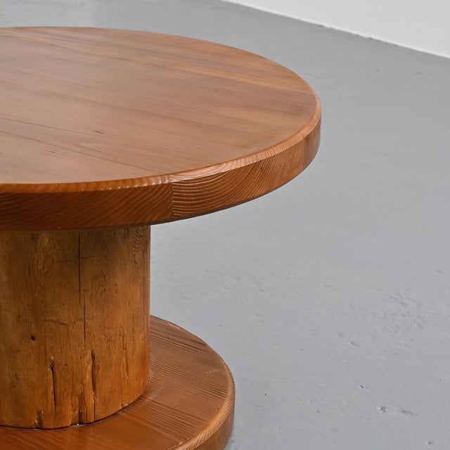 Wood Art Populaire Circular Wood Coffee Table, France, 1960s For Sale - Image 7 of 10