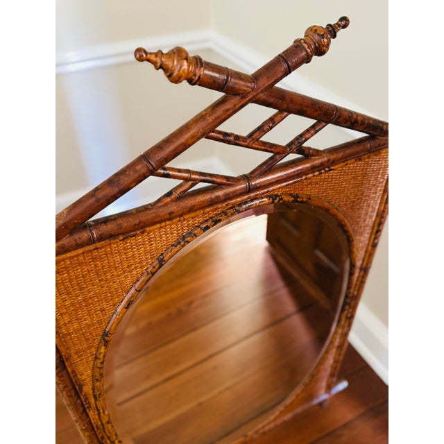 Mid 20th Century Vintage Large Bamboo and Grasscloth Mirror - British Colonial Style For Sale - Image 5 of 11