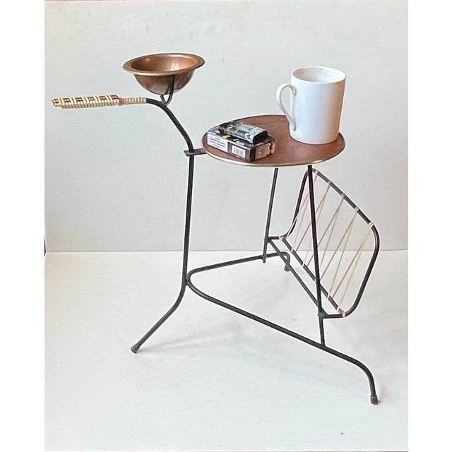 Danish Smokers Side Table and Magazine Rack in Teak and String Iron, 1950s For Sale - Image 9 of 10