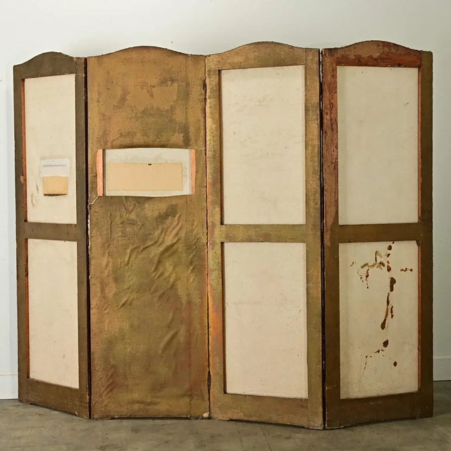 Brown Spanish 19th Century Tooled & Painted Leather Folding Screen For Sale - Image 8 of 10