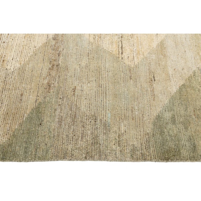 Modern Moroccan Wool Rug With Tribal Diamond Motif in Earthy Tones For Sale - Image 10 of 11