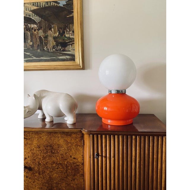 1970s Space Age Red Murano Glass Table Lamp attributed to AV Mazzega, 1970s For Sale - Image 5 of 16