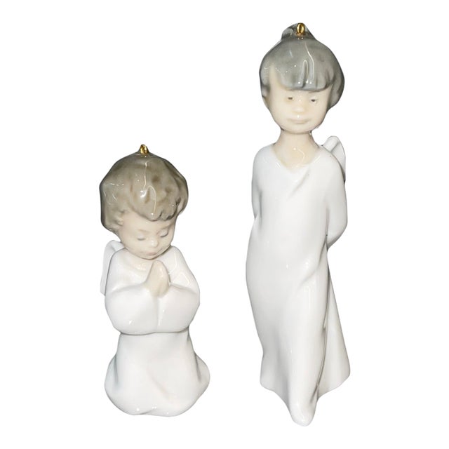 Lladro Mini Angels Porcelain Hanging Figurines - Set of 2 For Sale