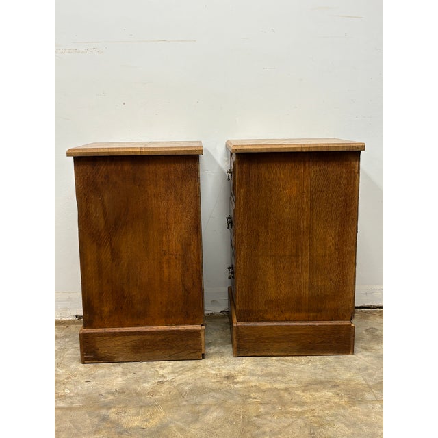 Wood Antique English Oak Nightstands - A Pair For Sale - Image 7 of 10