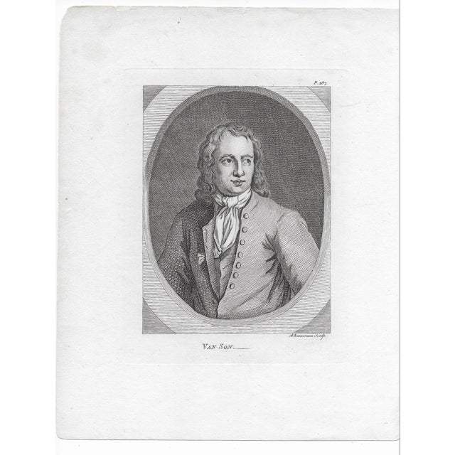 Set of four portrait engravings of Italian and English artists of the 17th century. Antonio Verrio (1636-1707) Robert...