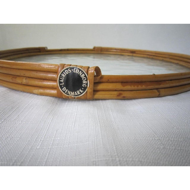 Laurids Lonborg Mid Century Laurids Lonborg Rattan and Glass Tray For Sale - Image 4 of 4