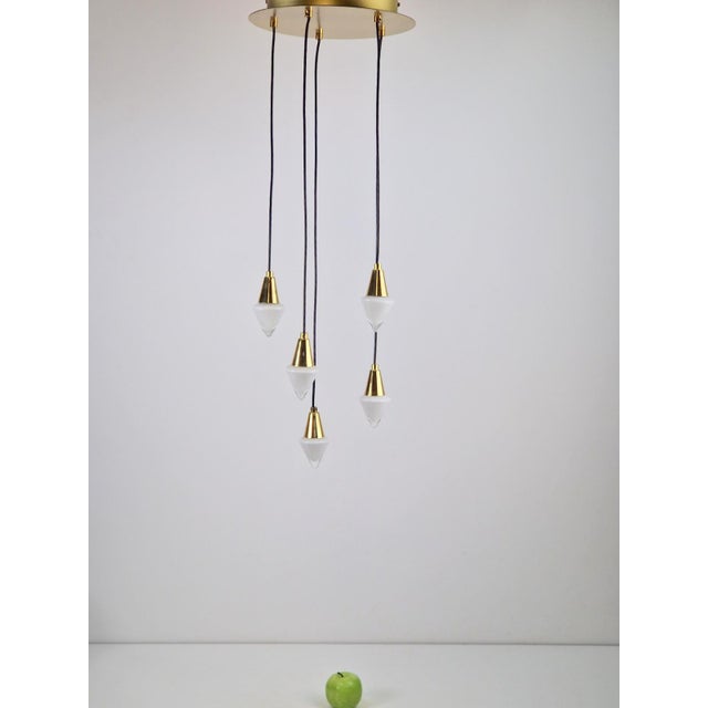 Glass and Brass Cascade Pendant Lamp by Schmidt Leuchten, 1970s For Sale - Image 11 of 14
