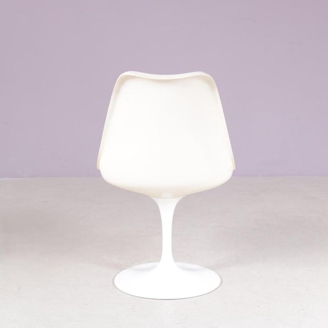 Metal Tulip Side Chair in White Coated Aluminium with Plastic and Fabric Cushion by Eero Saarinen for Knoll Int. USA, 1970s For Sale - Image 7 of 12