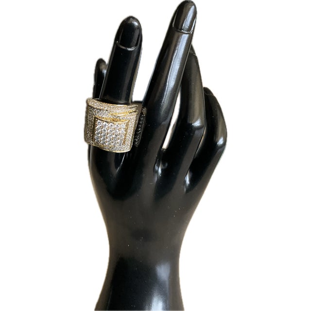 14k Yellow Gold 3.30 CTW Natural Diamond Statement Ring 18g Size 6.5 Unisex For Sale - Image 9 of 9
