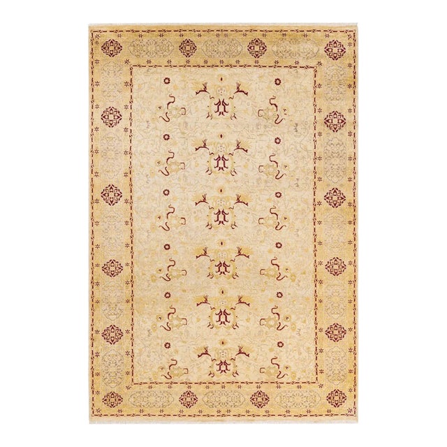 Vintage Moroccan Hand Knotted Wool Area Rug, Ivory - 6'2" X 9'0" For Sale - Image 9 of 9