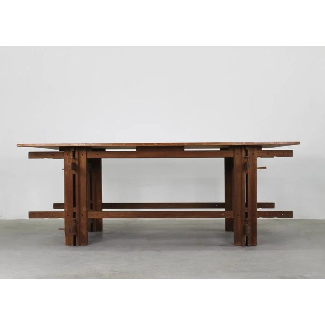 High Table in Oak by Officina Rivadossi, 1973, in Good conditions. Designed 1970 to 1979 I have official proof of...