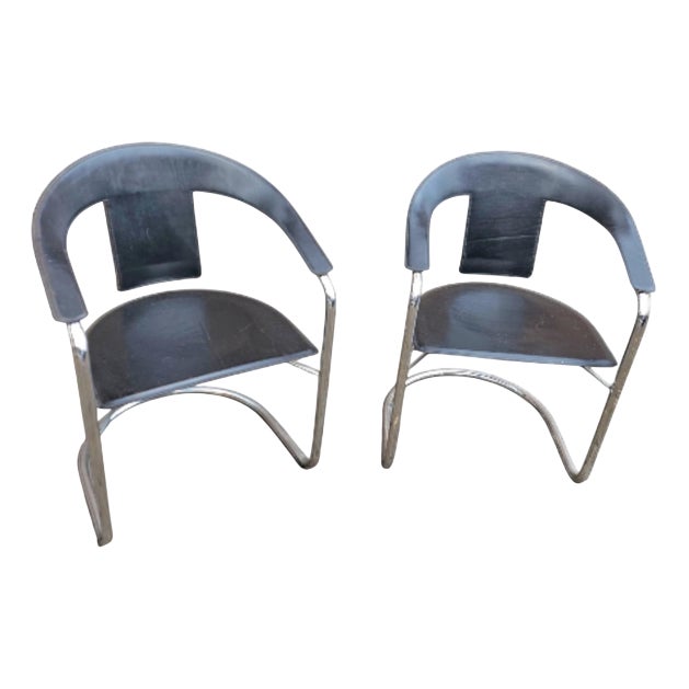 Black Saddle Leather Dining Chairs by A. Rizzatto for Lo Studio, Italy, 1980, Set of 2 For Sale