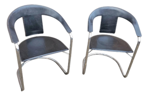 Black Saddle Leather Dining Chairs by A. Rizzatto for Lo Studio, Italy, 1980, Set of 2