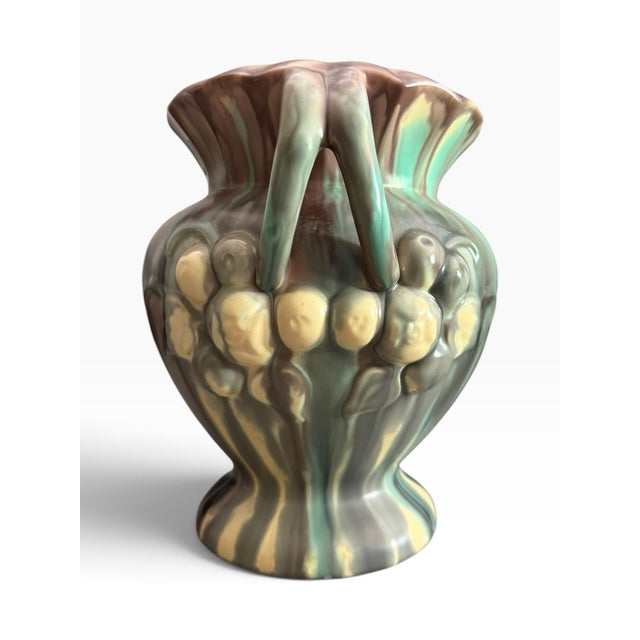 Mid-Century Modern Vintage Kråkerøy Keramikk Sculptural Fruit Motif Vase With Double Handles For Sale - Image 3 of 10