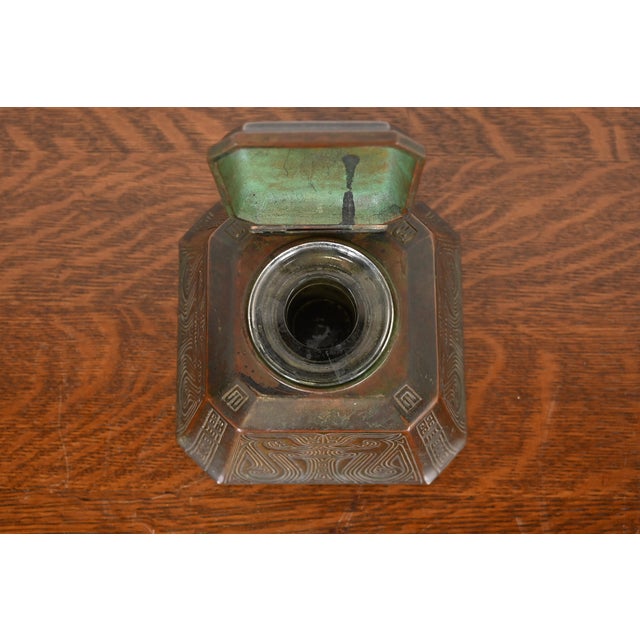 Tiffany Studios Chinese Pattern Bronze Inkwell For Sale In South Bend - Image 6 of 12