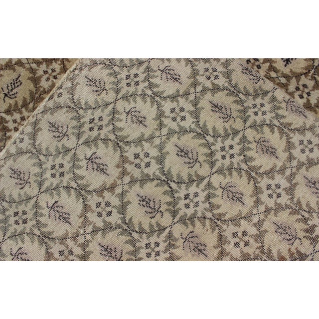 Vintage Turkish Modern Rug With Repeating Geometric Pattern in Beige, Brown, and Soft Gray Tones For Sale - Image 11 of 11