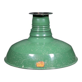 Benjamin 14" Enameled Porcelain Green Industrial Pendant Light c.1950 For Sale