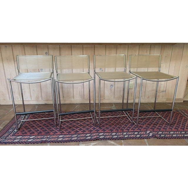 Spaghetti Bar Stools, Set of Four Designed by Giandomenico Belotti Manufactured by Alias Design Woven PVC tubing over...