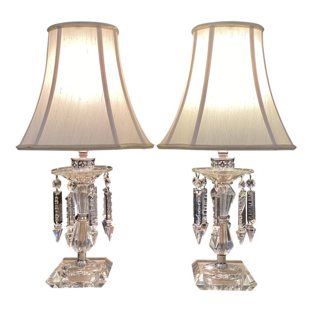 Pair of Vintage Crystal Prism Table Lamps – Fully Rewired For Sale