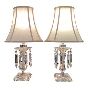 Pair of Vintage Crystal Prism Table Lamps – Fully Rewired
