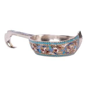 Antique Imperial Russian Silver Gold Enamel Kovsh Nikolai Antipov Moscow 1896