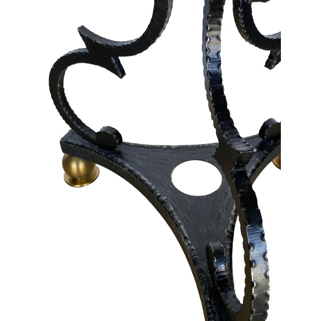 Pair of Iron and Brass Drink Tables With Polished Rojo Marble Tops For Sale - Image 16 of 16