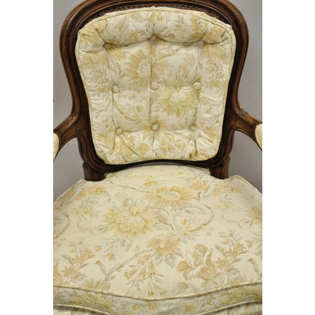 Late 20th Century Vintage Heritage French Country Louis XV Style Cane Back Fauteuil Arm Chair For Sale - Image 5 of 10