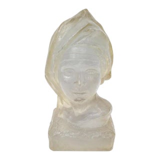 Mid-Century Lucite Female Bust Sculpture • Signed © CD 1978 • Translucent Resin Art Figure For Sale