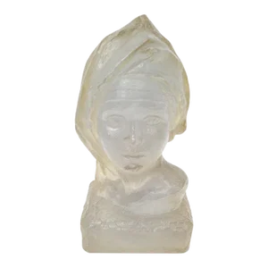 Mid-Century Lucite Female Bust Sculpture • Signed © CD 1978 • Translucent Resin Art Figure
