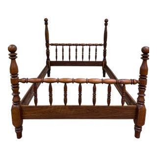 Vintage Full Size Jenny Lind Cannonball Finial Spindle or Spool Bed For Sale